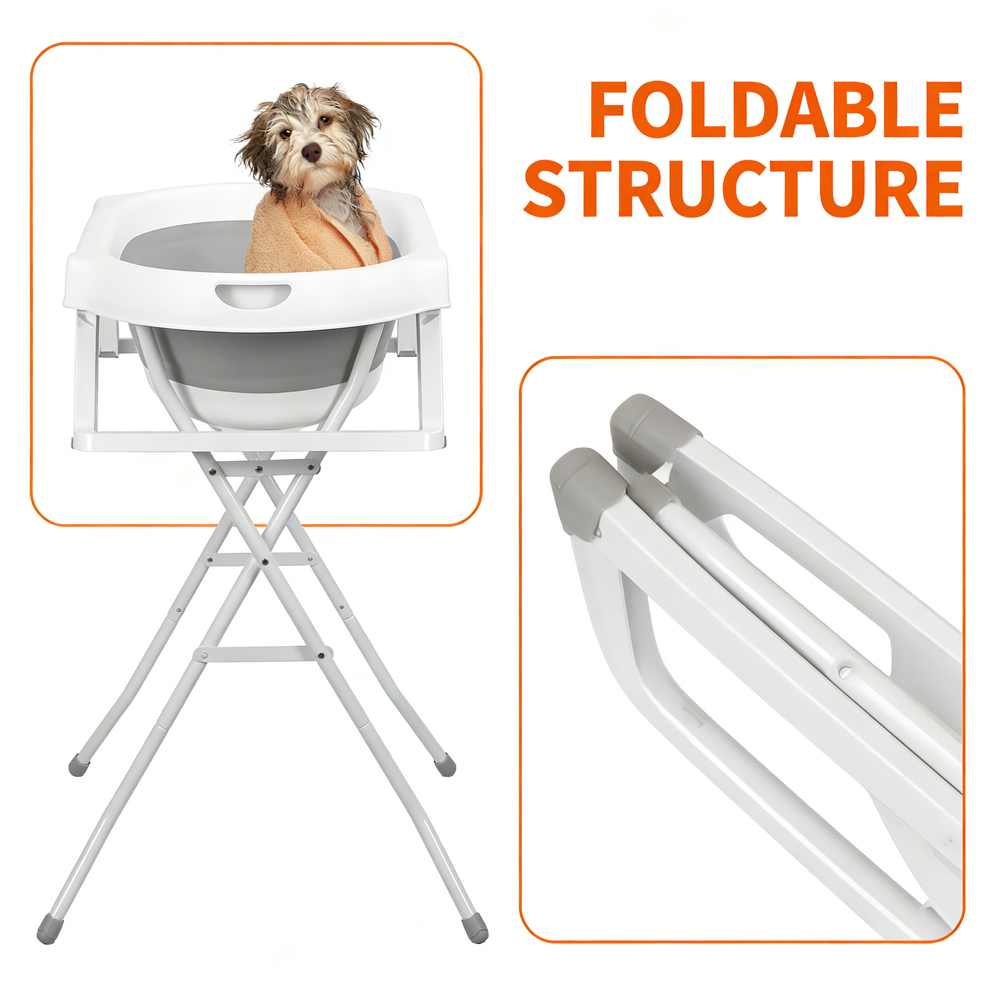 2-in-1 Foldable Pet Bathtub with Stand – Elevated Dog & Cat Bathing Tub for Indoor & Outdoor Use