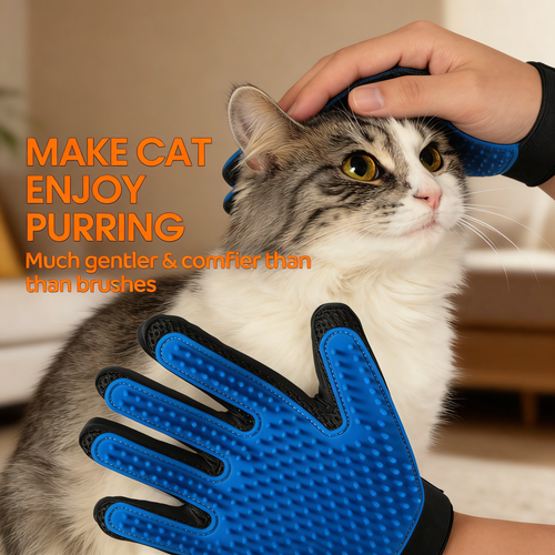 Pet Grooming Gloves – Gentle Deshedding & Massage Glove for Cats & Dogs