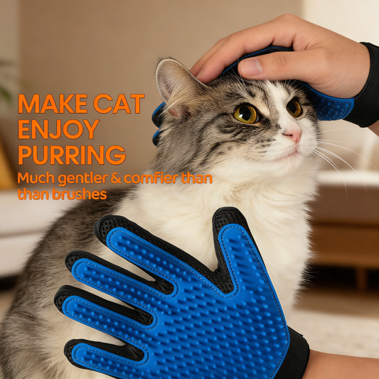 Pet Grooming Gloves – Gentle Deshedding & Massage Glove for Cats & Dogs