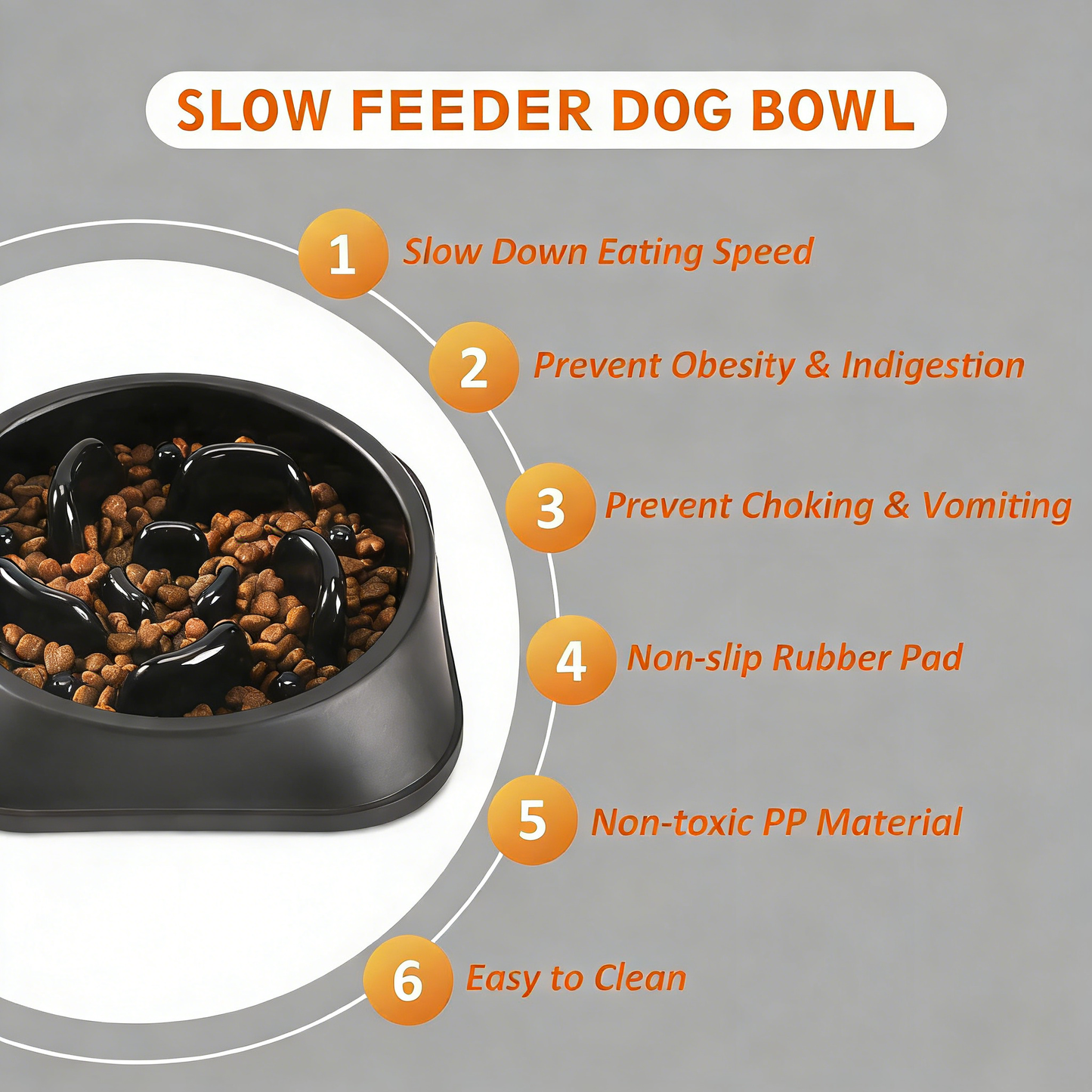 Slow Feeder Dog Bowl – Anti-Gulping Non-Slip Puzzle Bowl for Small to Medium Dogs