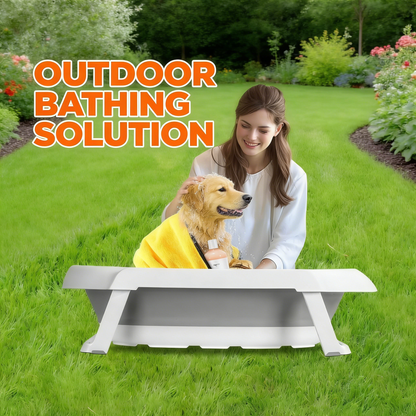 2-in-1 Foldable Pet Bathtub with Stand – Elevated Dog & Cat Bathing Tub for Indoor & Outdoor Use