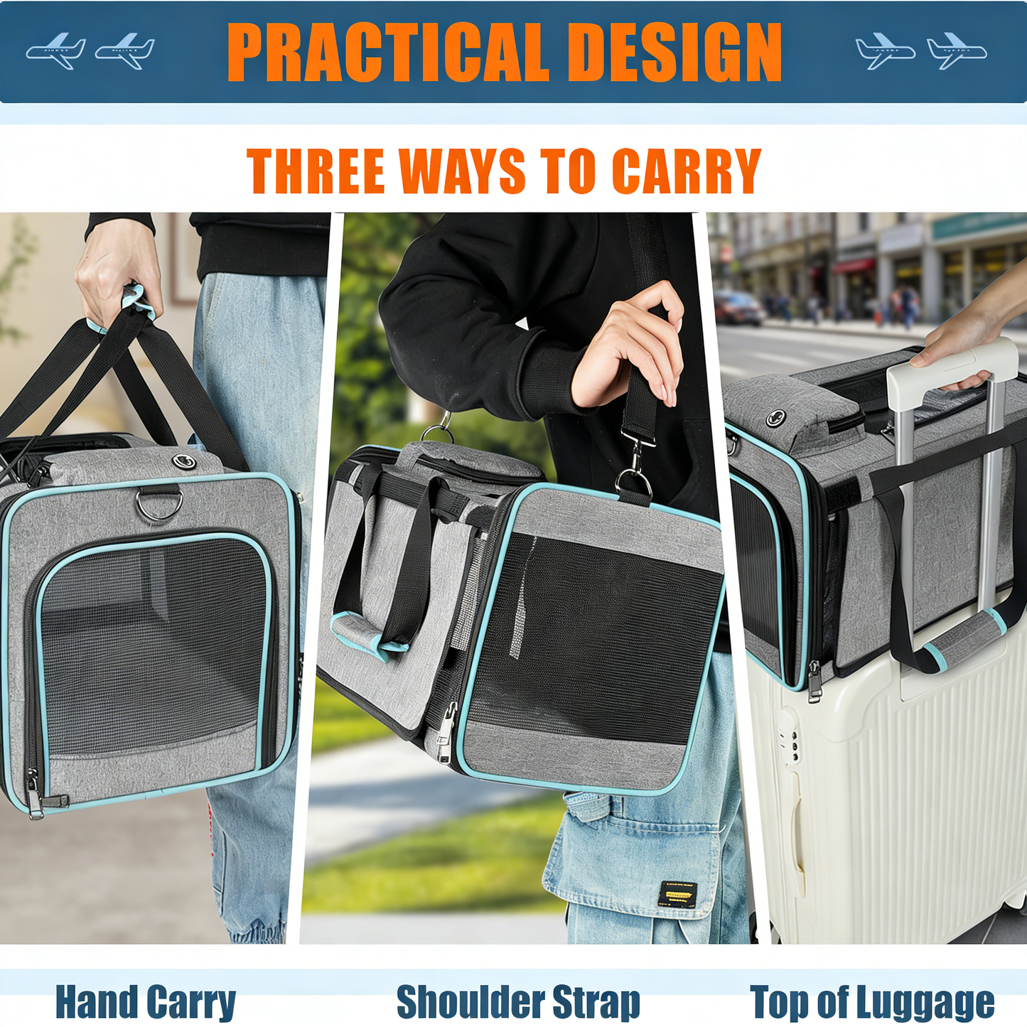 Airline Approved Pet Carrier with Cozy Fleece Pad – Collapsible Travel Bag for Cats & Small Dogs