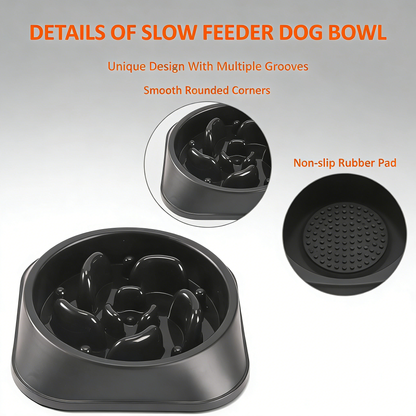 Slow Feeder Dog Bowl – Anti-Gulping Non-Slip Puzzle Bowl for Small to Medium Dogs