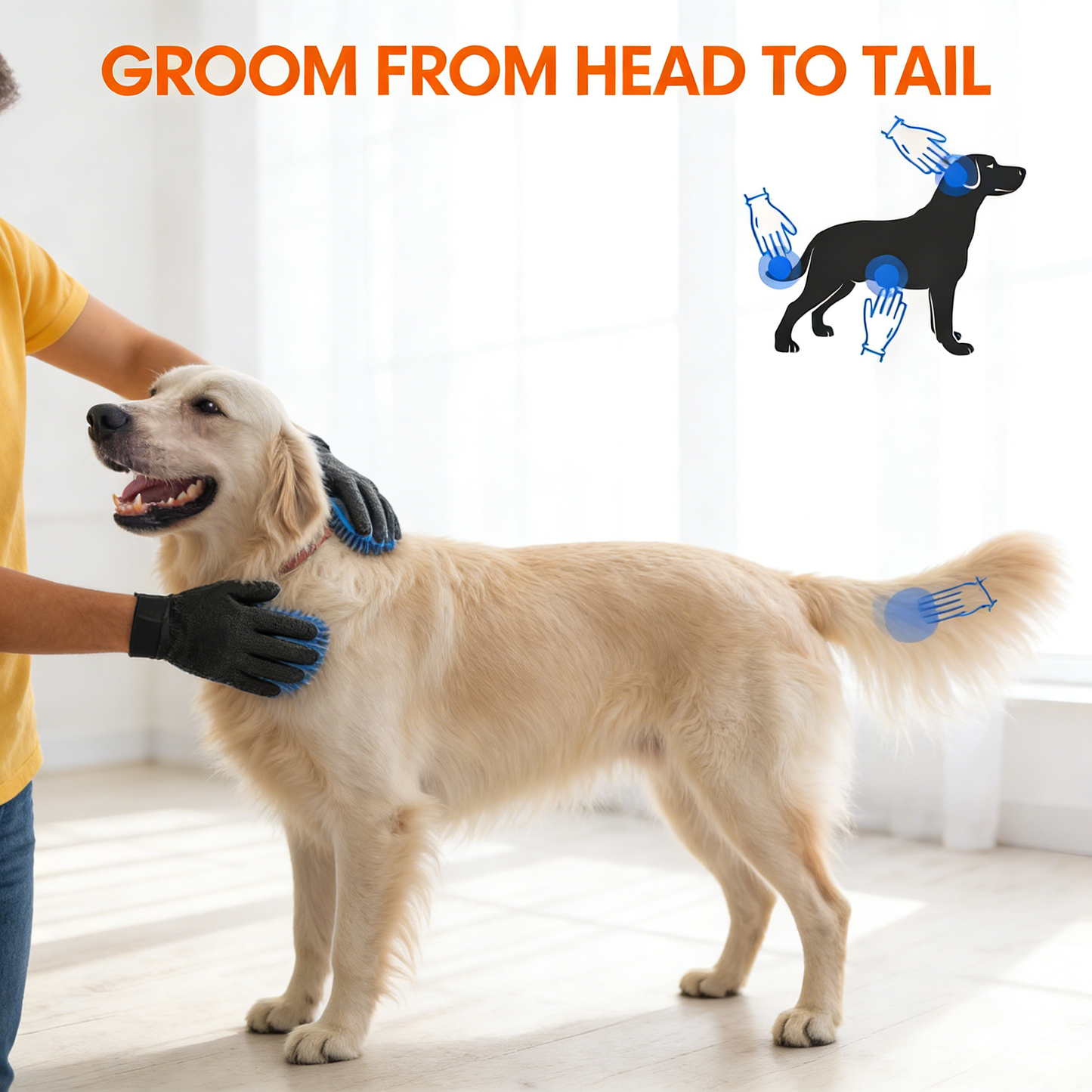 Pet Grooming Gloves – Gentle Deshedding & Massage Glove for Cats & Dogs