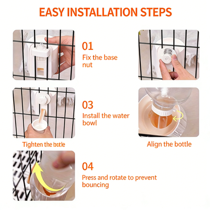 Cage-Mounted Automatic Pet Water Dispenser for Small Pets – Anti-Leak Auto Refill Water Bowl