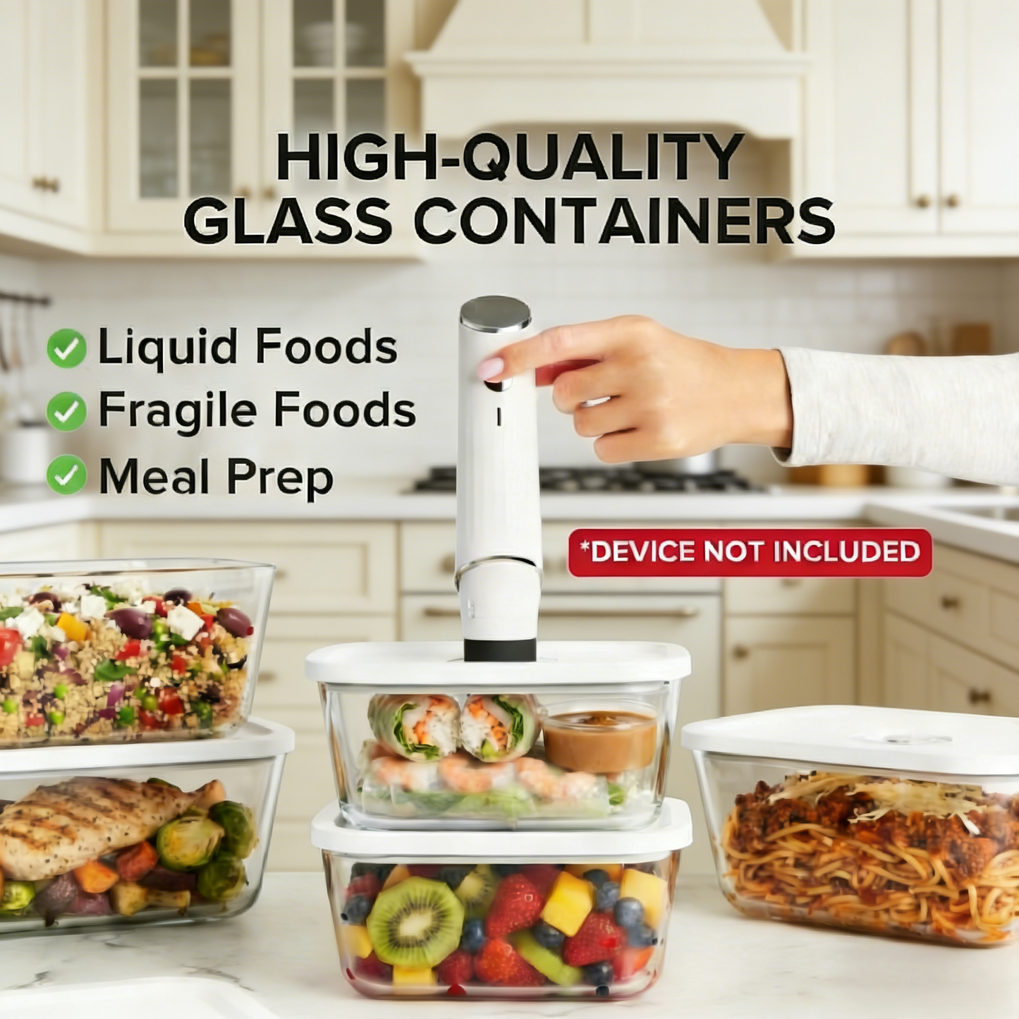 3-Pack Vacuum Glass Food Storage Containers Set