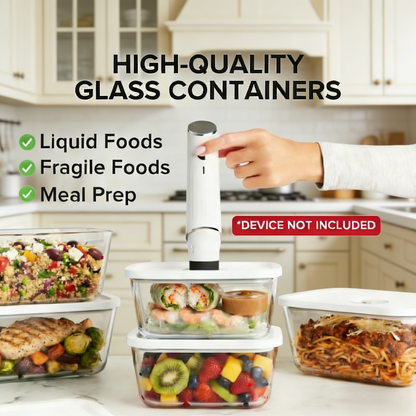 3-Pack Vacuum Glass Food Storage Containers Set
