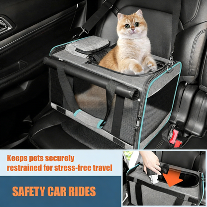 Airline Approved Pet Carrier with Cozy Fleece Pad – Collapsible Travel Bag for Cats & Small Dogs