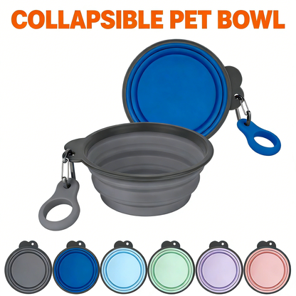 Collapsible Silicone Pet Bowl with Carabiner – Portable Dog & Cat Water/Food Bowl for Travel