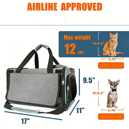 Airline Approved Pet Carrier with Cozy Fleece Pad – Collapsible Travel Bag for Cats & Small Dogs