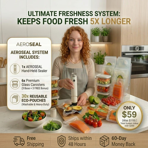 SpaceCraft™ Mini Handheld Sealer | Dry & Moist • Fridge Prep (With 30 Reusable Bags + 6 Glass Boxes)